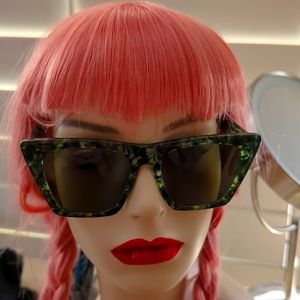 Vintage Style Retro Green Tortoise Custom Cat Eye Sunglasses